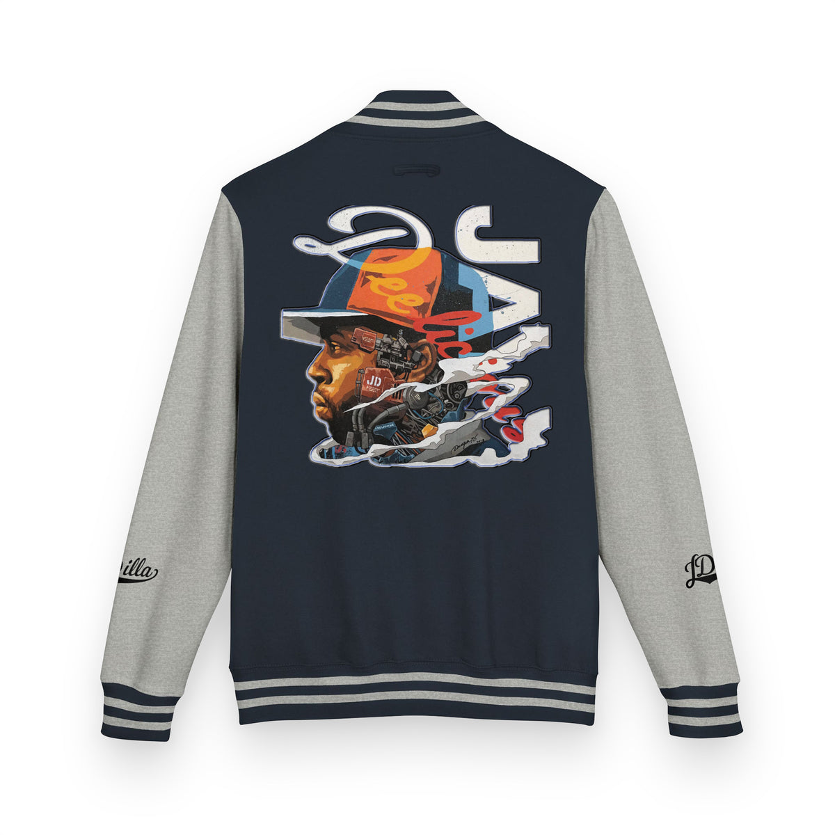 JAY DEE Heavyweight Letterman Jacket — back view