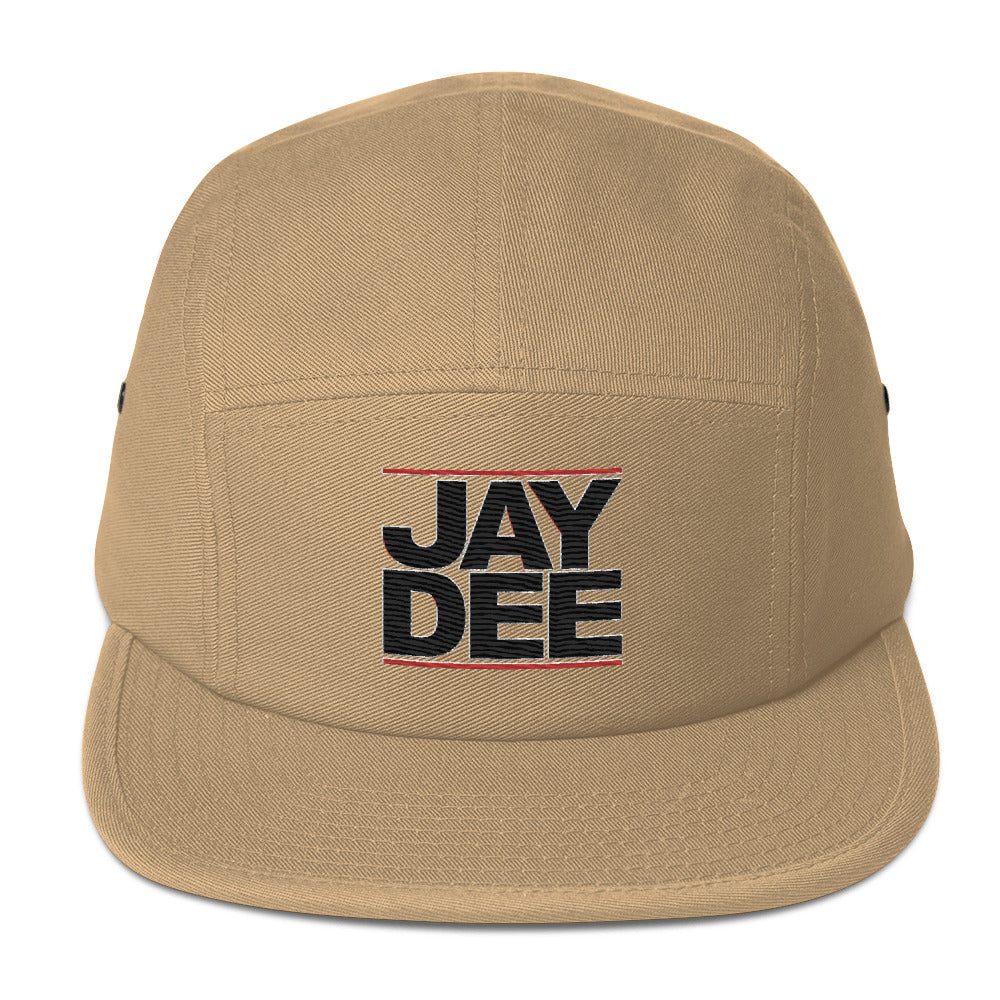 JAY DEE BLACK LETTERS/red Five Panel Cap