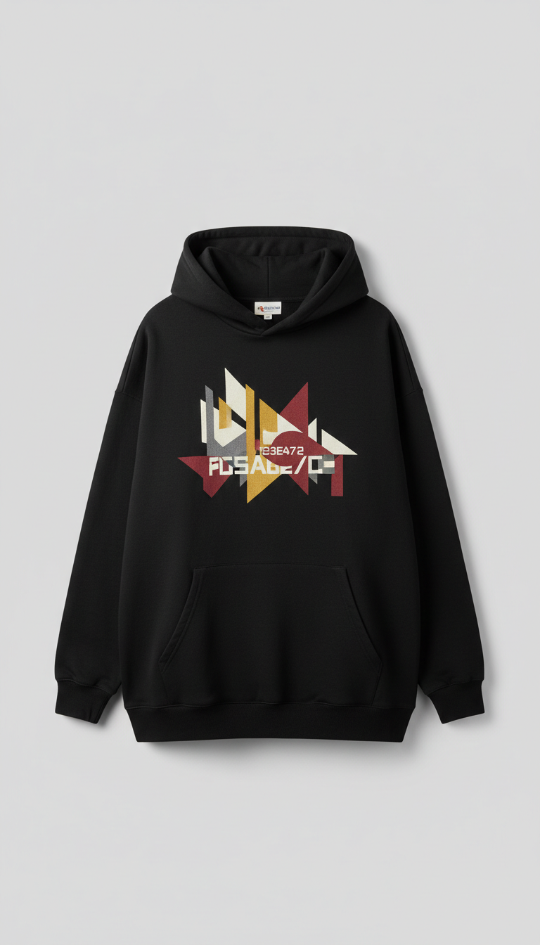 Oversized Graphic Hoodie With Embroidered Patch