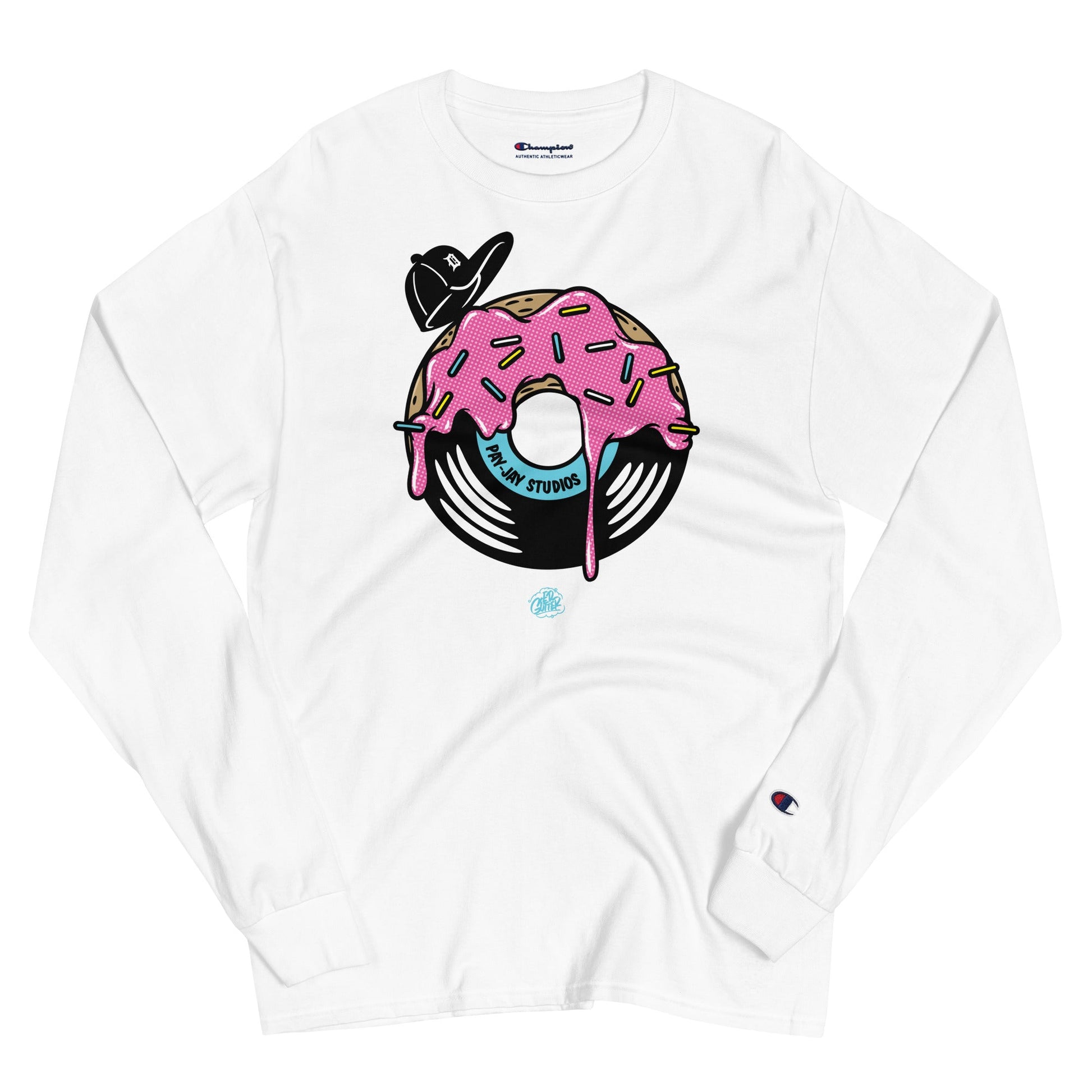 ED GUTTER DONUTS Men's Champion Long Sleeve Shirt - OFFICIAL MADUKES PRESENTS